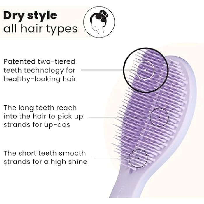 Tangle Teezer | The Ultimate Styler Hairbrush | Dry-Styling for Volume & Shine | Ideal for Blending Wigs, Weaves, Extensions & Clip-Ins | Soft-Tip Teeth for Smooth Finish & Texture | Lilac - Image 2